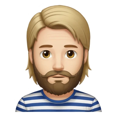 man with long hair and beard wearing horizontal striped t-shirt sticker