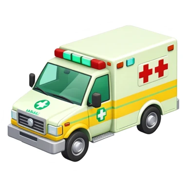 isometric yellow and green ambulance  sticker