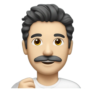 black haired white man with toothbrush moustache and side comb sticker
