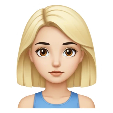 blonde girl under blue sky brown eyes black eyebrows  sticker