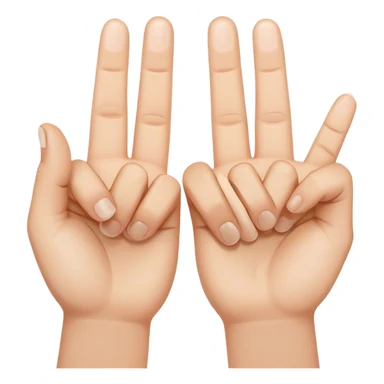 two hands with index fingertips up and thumbs touching to form the letter M upside down, rest of fingers closed sticker