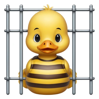 baby duck with striped shirt behind bars sticker