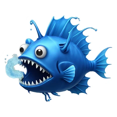 A blue angler fish with no lure and having blue smoke surrounding it ￼ sticker