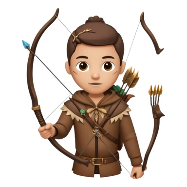 The classic hunter image with a bow and arrow on his back, dressed in brown with some animal made decorations sticker