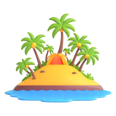 tropical island with palm trees and ocean sticker