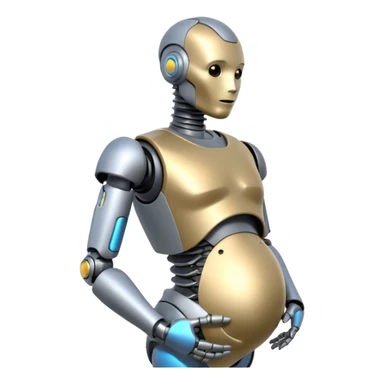 Pregnant male robot. Profile view. Facing left. sticker