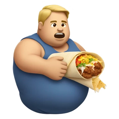fat man eating a burrito sticker