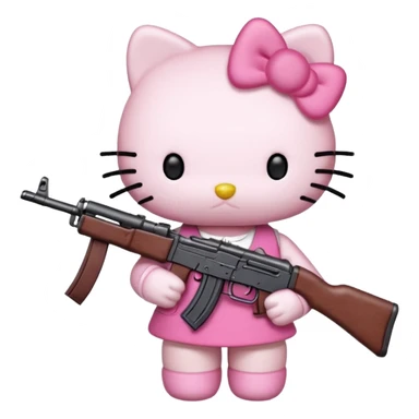  hello kitty with a ak47 sticker