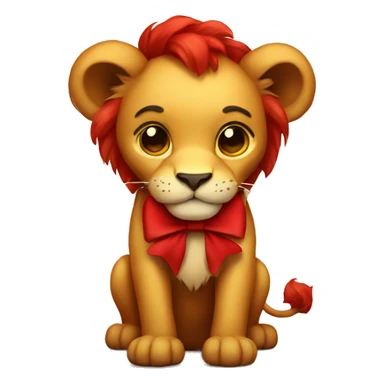 A cute red lion with a bow sticker