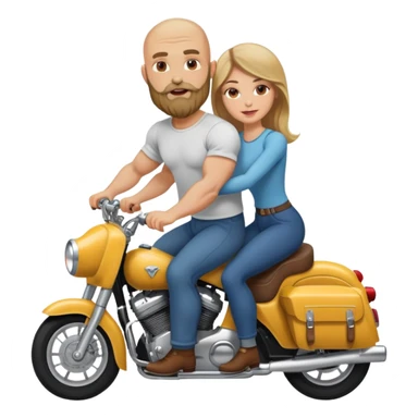 Beautiful dark blonde riding her muscular bald beard husband sticker