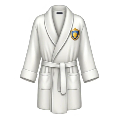 White luxury hotel robe with crest sticker