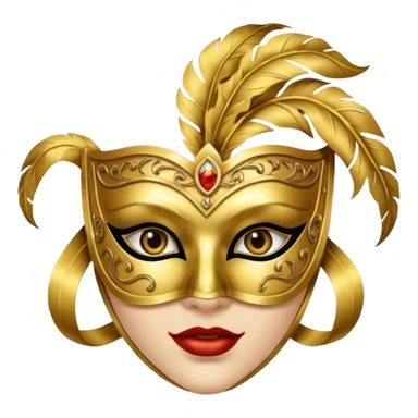 gold masquerade mask with lilia sticker