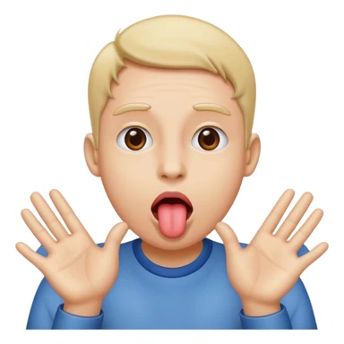 Tongue sticking out with hands to the side sticker