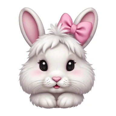 I want a cute rabbit with a bow on its ears making a kissing face  sticker
