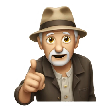 Old guy pointing with finger sticker