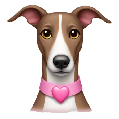 Brown and white Greyhound with pink hearts around sticker