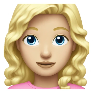 blonde hair with light blue eyes and pink sticker