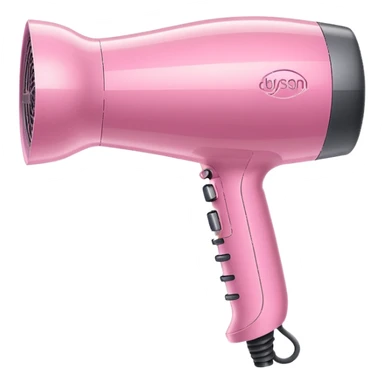 soft pink Dyson hair dryer with air streams coming out sticker