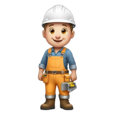 happy little pig brother dressed like a builder ready to build his home sticker