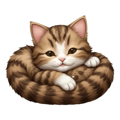 dark brown tabby and white kitten sleeping upside down on its back sticker