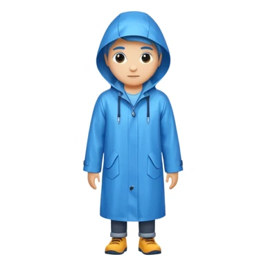 blue raincoat, just rain coat, negative character. sticker