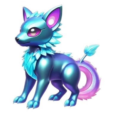  Epic legendary rare glowing mechanical Shiny sparkly transparent bioluminescent luminescent vibrant bright pastel dark exotic iridescent colorful gradients futuristic modern metallic glossy glittery fantasy-cyber-Protogen-Fakémon-Pokémon-Vernid-creature sticker