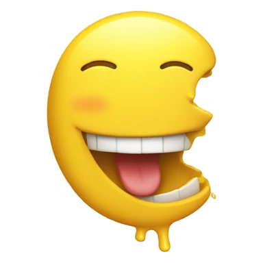 Smiling emoji with yellow bone in mouth  sticker