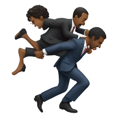 Amos newsome wearing a suit pushing someone sticker