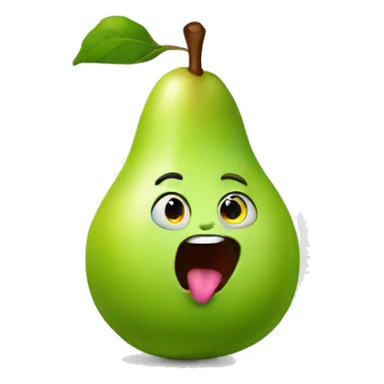 Green Cute pear with tongue sticker