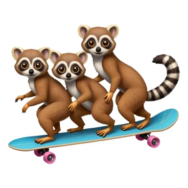 Four lemurs on one long skateboard sticker