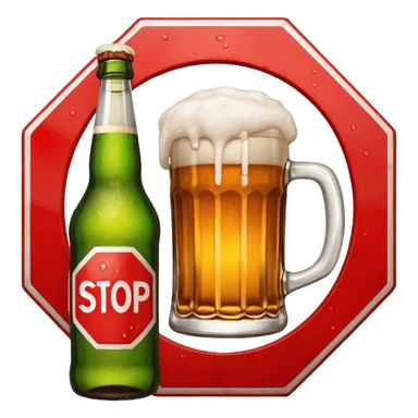 stop sign with beer or alcohol bottle behind it sticker