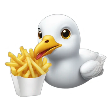 Seagull eating fries sticker