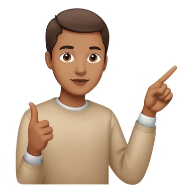 Person pointing at inspiring finished portrait rather than scattered paints sticker