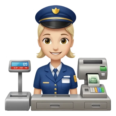 supermarket employee at a cash register, full body sticker
