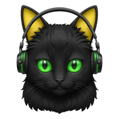 black cat in headphones sticker