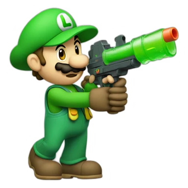 luigi-with-watergun sticker