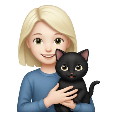 kid walks with black kitten sticker