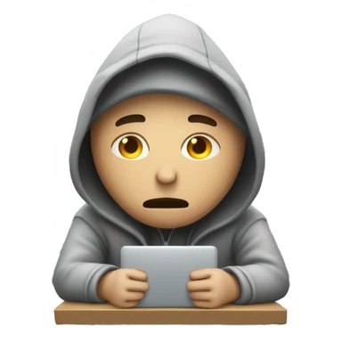 homme pauvre triste en capuche sur un pc sticker
