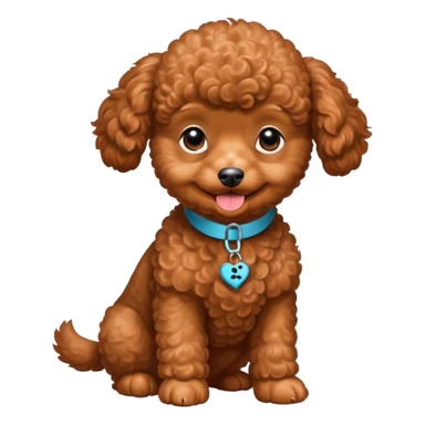 A face of the red brown toy poodle puppy and “Good luck daddy” written  sticker