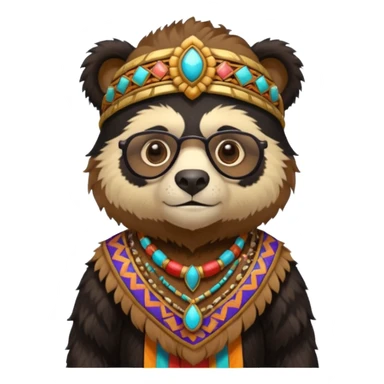 spectacled bear in Inca costume sticker
