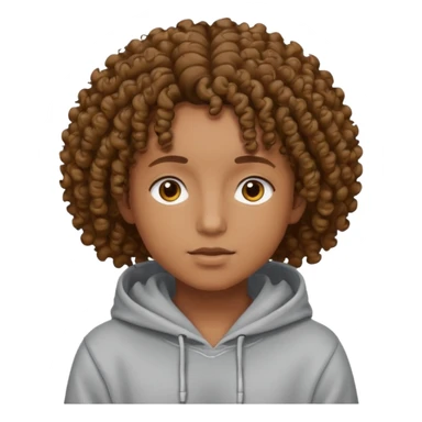 Gut wearing a hoodie with curly hair sticker