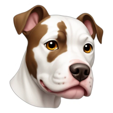 white pitbull dog with big brown spot in the face sticker