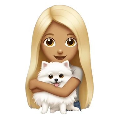 Blond girl hugging white Pomeranian and brown Pomeranian  sticker