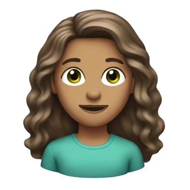 Brown long hair with blueish greenish eyes sticker