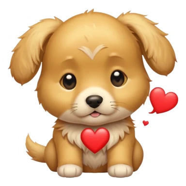 Puppy at computer thought bubble heart sticker