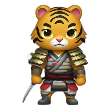 A samurai tiger in a forest in Japan  sticker
