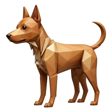 3D render of Stretched Dog, digital glitch art aesthetic, data corruption visual, brown dog stretched infinitely into a tan polygon spike, pixelated distortion, emoji style, isolated on white background --v 6.0. sticker