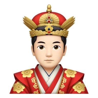 Japanese emperor, Edo period, wearing ceremonial ho and kanmuri, regal pose sticker