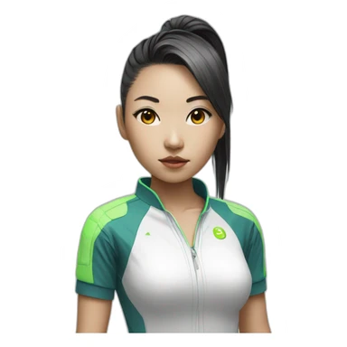 augmented cyberpunk asian girl in tennis uniform sticker