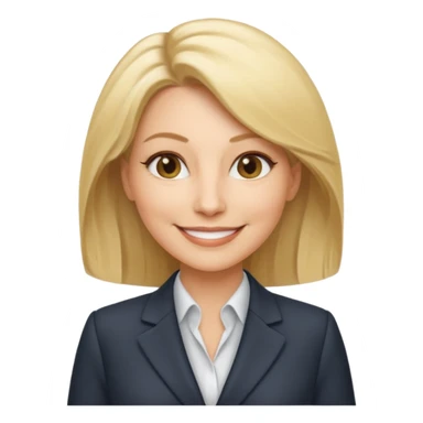 serious business woman in her forties in full suit mousey blond hair sticker